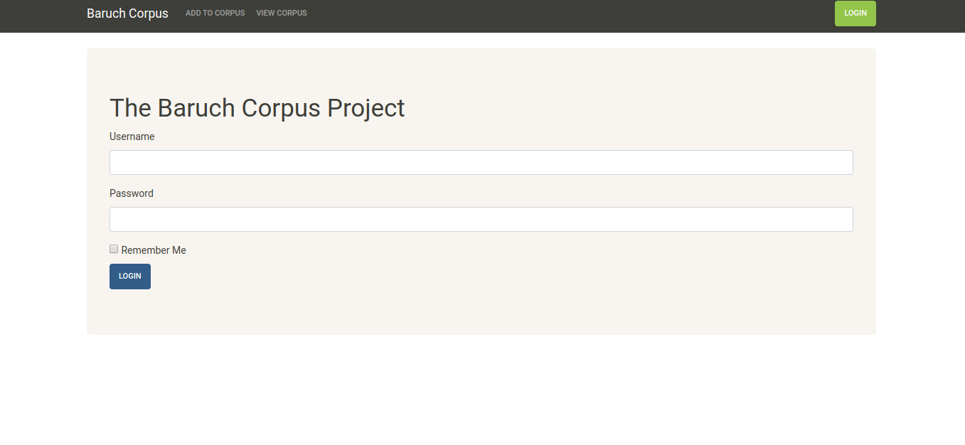 Corpus login page